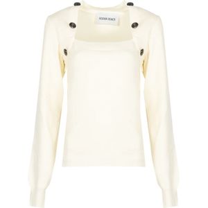 Silvian Heach, Truien, Dames, Beige, M, Leer, Dames Ronde Hals Trui