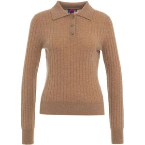 No Name, Tops, Dames, Bruin, M, Bruine Gebreide Trui Aw 24 Handwas