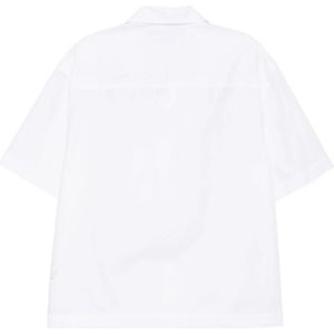 Jacquemus, Overhemden, Heren, Wit, M, Witte V-hals Grafische Print Shirt