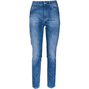 Dondup, Dames 5-Pocket Jeans. Slim Fit, Normale Taille en Zoom. Gemaakt in Italië. Blauw, Dames, Maat:W26