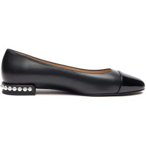 Stuart Weitzman, Parelversierde Ballet Flat Zwart, Dames, Maat:36 EU