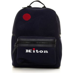 Kiton, Tassen, Heren, Blauw, ONE Size, Canvas rugzak