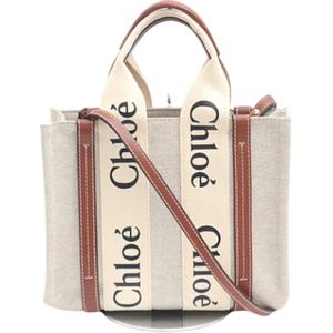 Chloé Pre-owned, Pre-owned, Dames, Bruin, ONE Size, Leer, Tweedehands Canvas handtassen