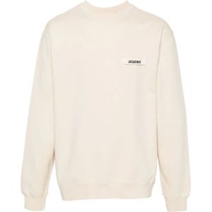 Jacquemus, Sweatshirts & Hoodies, Heren, Beige, L, Katoen, Zachte Jersey Crew Neck Sweatshirt