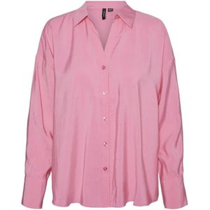 Vero Moda, Vmqueeny Oversized Shirt in Pink Cosmos Roze, Dames, Maat:S