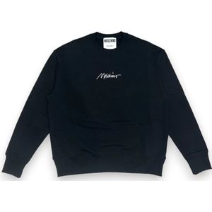 Moschino, Sweatshirts & Hoodies, Heren, Zwart, M, Katoen, Zwart Katoenen Regular Fit Sweatshirt
