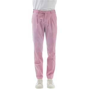 PT Torino, Roze Gestructureerde Katoenen Stretchbroek Roze, Heren, Maat:S