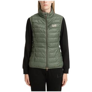 Emporio Armani Ea7, Jassen, Dames, Groen, S, Ritssluiting Effen Logo Zakken Vest