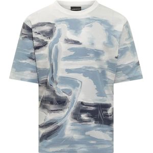 Emporio Armani, Korte Mouw All Over Print T-Shirt Veelkleurig, Heren, Maat:L