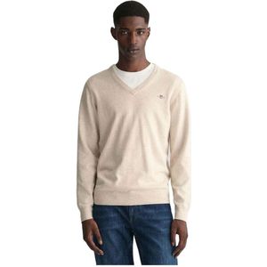 Trui GANT Men Cotton V-Neck Light Beige Melange