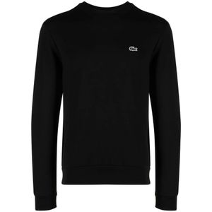 Lacoste, Sweatshirts & Hoodies, Heren, Zwart, 2Xl, Katoen, Stijlvol Logo Sweatshirt