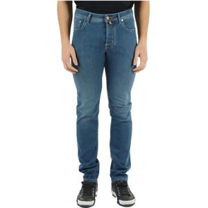 Jacob Cohën, Slim Fit Vijf Zakken Jeans Blauw, Heren, Maat:W36