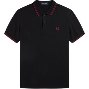 Fred Perry, Tops, Heren, Zwart, M, Katoen, Slim Fit Twin Tipped Polo in Zwart/Tawny Port