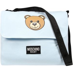 Moschino, Lichtblauwe Katoenen Moedertas met Teddy Bear Logo Blauw, unisex, Maat:ONE Size