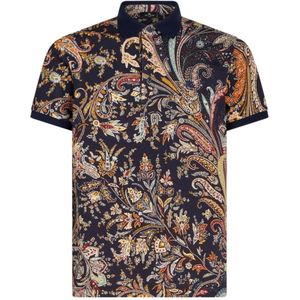 Etro, Tops, Heren, Veelkleurig, M, Multicolor Paisley Print Polo Shirt