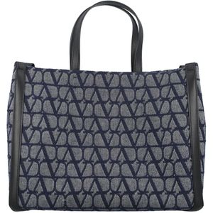 Valentino Garavani, Blauwe Denim Effect Shopper Tas Veelkleurig, Heren, Maat:ONE Size