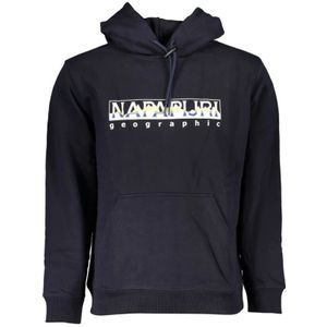 Napapijri, Sweatshirts & Hoodies, Heren, Blauw, 2Xl, Katoen, Blauw Hooded Fleece Sweatshirt - Loose Fit