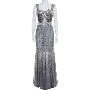 Dolce & Gabbana Pre-owned, Pre-owned, Dames, Grijs, M, Tweed, Pre-owned Tulle dresses