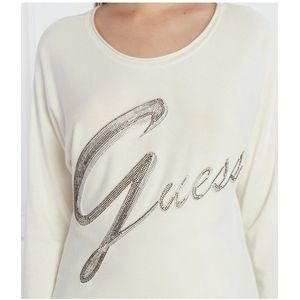 Guess, Sweatshirts & Hoodies, Dames, Wit, XS, Lichtgewicht trui met Strass Logo - Wit