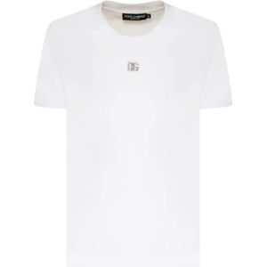 Dolce & Gabbana, Tops, Dames, Wit, 2Xs, Katoen, Witte T-shirts en Polos van D&G