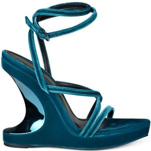 Tom Ford, Blauwe Velvet Sleehak Sandalen Blauw, Dames, Maat:39 EU