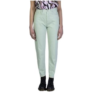 Calvin Klein Jeans, Turquoise Jeans met Rits en Knoopsluiting Blauw, Dames, Maat:W24