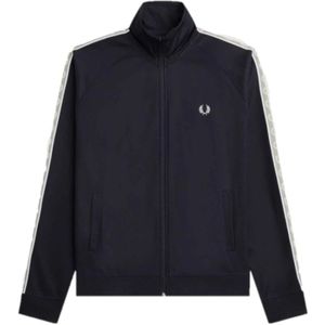 Fred Perry, Contrast Tape Track Jas Blauw, Heren, Maat:L