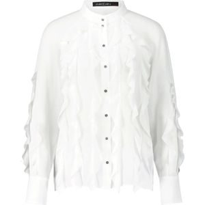 Marc Cain, Blouses & Shirts, Dames, Wit, S, Chiffon, Semi-Transparante Ruche Blouse
