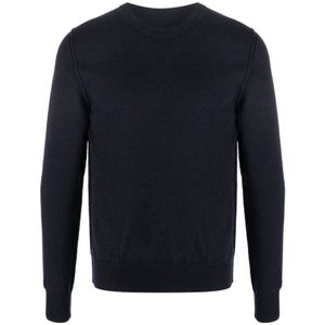 Maison Margiela, Blauwe Cashmere Crew-Neck Sweater Blauw, Heren, Maat:L