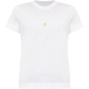 Givenchy, Tops, Dames, Wit, L, Katoen, Witte Katoenen T-shirt met 4G Logo