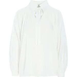 Dea Kudibal, Blouses & Shirts, Dames, Wit, M, Gerimpelde Strik-Front Blouse - Natuurlijk Wit