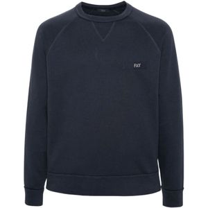 Fay, Sweatshirts & Hoodies, Heren, Blauw, L, Katoen, Blauwe Crew Neck Sweater
