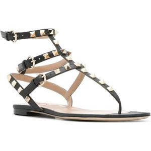 Valentino Garavani, Rockstud Flat Flip-flop Sandalen Zwart, Dames, Maat:36 EU