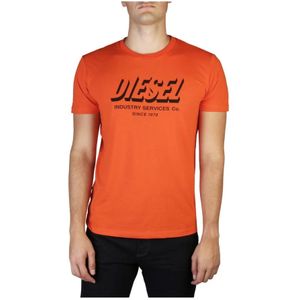 Diesel, Heren Slim Fit Katoenen T-shirt Oranje, Heren, Maat:L
