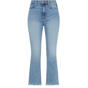 7 For All Mankind, Jeans, Dames, Blauw, W29, Katoen, Korte Flare Hoge Taille Jeans