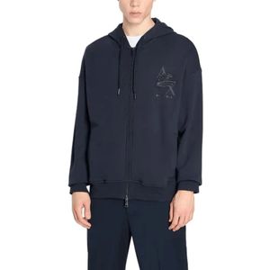 Armani Exchange, Sweatshirts & Hoodies, Heren, Blauw, S, Katoen, Heren Hoodie