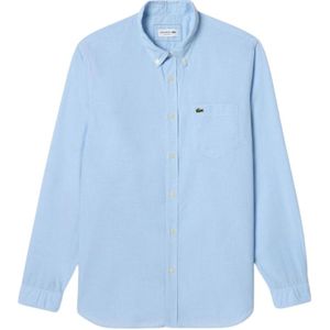 Lacoste, Overhemden, Heren, Blauw, L, Katoen, Regular Fit Poplin Overhemd