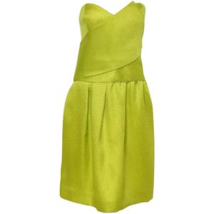 Oscar De La Renta Pre-owned, Pre-owned Silk dresses Groen, Dames, Maat:L