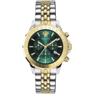 Versace, Heren Chronograaf Signature Horloge Groen Veelkleurig, Heren, Maat:ONE Size