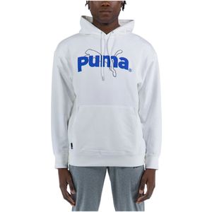 Puma, Sweatshirts & Hoodies, Heren, Wit, L, Katoen, Team Grafische Hoodie