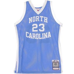 Mitchell & Ness, Canotta Basket Ncaa Authentieke Jersey No 23 Michael Jordan Unctar Home Blauw, Heren, Maat:S