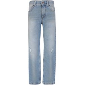 Palm Angels, Blauwe Distressed Katoenen Broek voor Vrouwen Blauw, Dames, Maat:W25