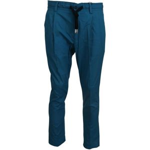 Dolce & Gabbana, Broeken, Heren, Blauw, M, Katoen, Blauwe Katoenen Chinos Broek, Stijlvol Comfort