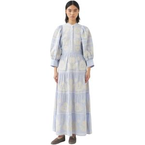 Antik Batik, Maxi jurk met Hongaars geïnspireerd borduurwerk Rony Blauw, Dames, Maat:L