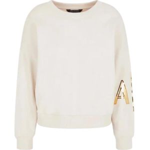Armani Exchange, Sweatshirts & Hoodies, Dames, Beige, L, Katoen, Klassieke Sweater