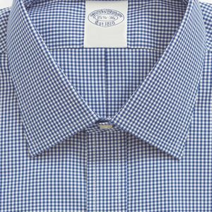 Brooks Brothers, Overhemden, Heren, Blauw, 2Xl, Katoen, Gingham Regular Fit Katoenen Overhemd met Ainsley Kraag