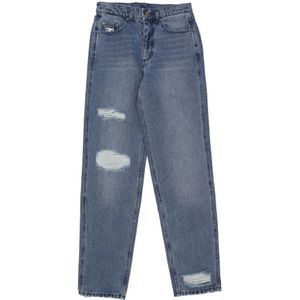 Karl Kani, Jeans, Heren, Blauw, W32, Denim, Versleten Denim Baggy Five Pocket Broek