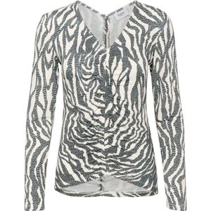 Saint Tropez, Blouses & Shirts, Dames, Veelkleurig, 2Xl, Zebra Graphic Blouse met Gerimpelde Voorkant