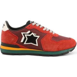 Atlantic Stars, Stoffen en Suède Sneakers met Rubberen Zool Rood, Heren, Maat:41 EU