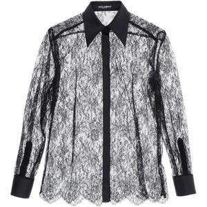 Dolce & Gabbana, Blouses & Shirts, Dames, Zwart, XS, Katoen, Casual Katoenen Overhemd